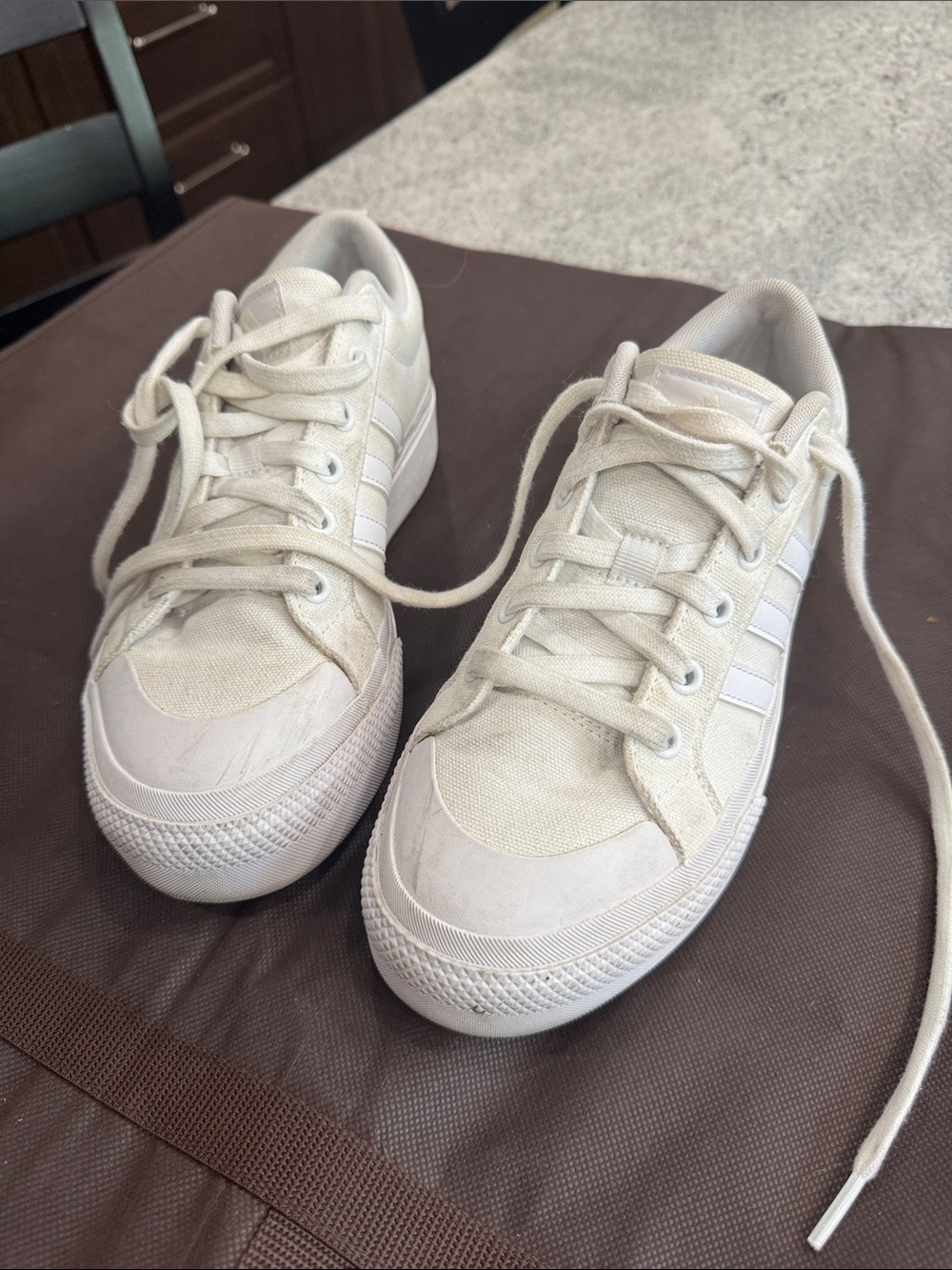 Adidas Canvas Low-Top Sneakers in Off-White